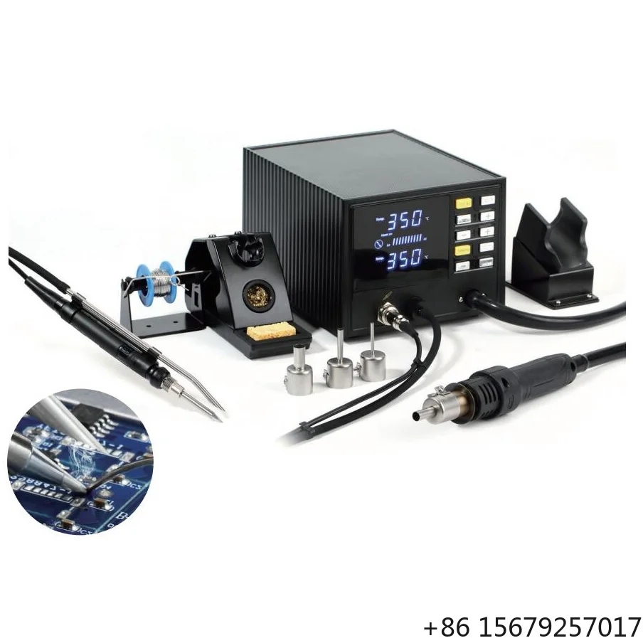 Multi-Functional 3-in-1 Soldering Station New Condition with Iron Hot Air Gun Fume Extractor