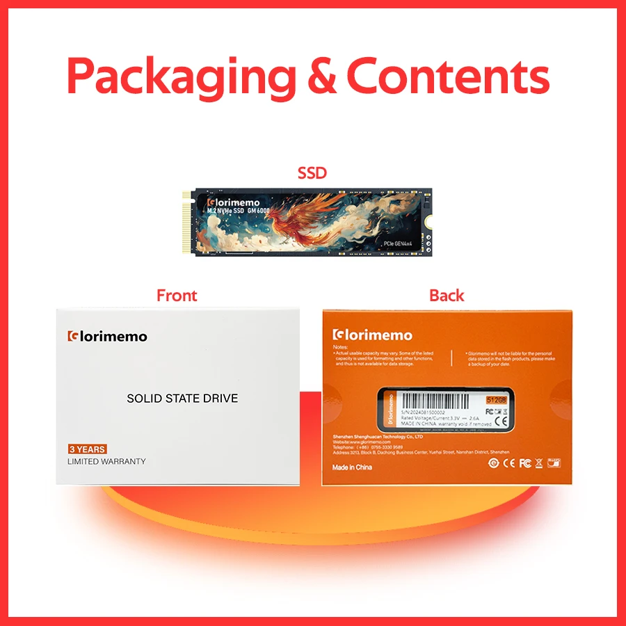 Glorimemo PCIe 4.0 M.2 1TB NVMe SSD PS5 Game 5000MB/s Internal Solid State Drive M Key  2280 SSD Hard Disk Drive for PS5 Deskt