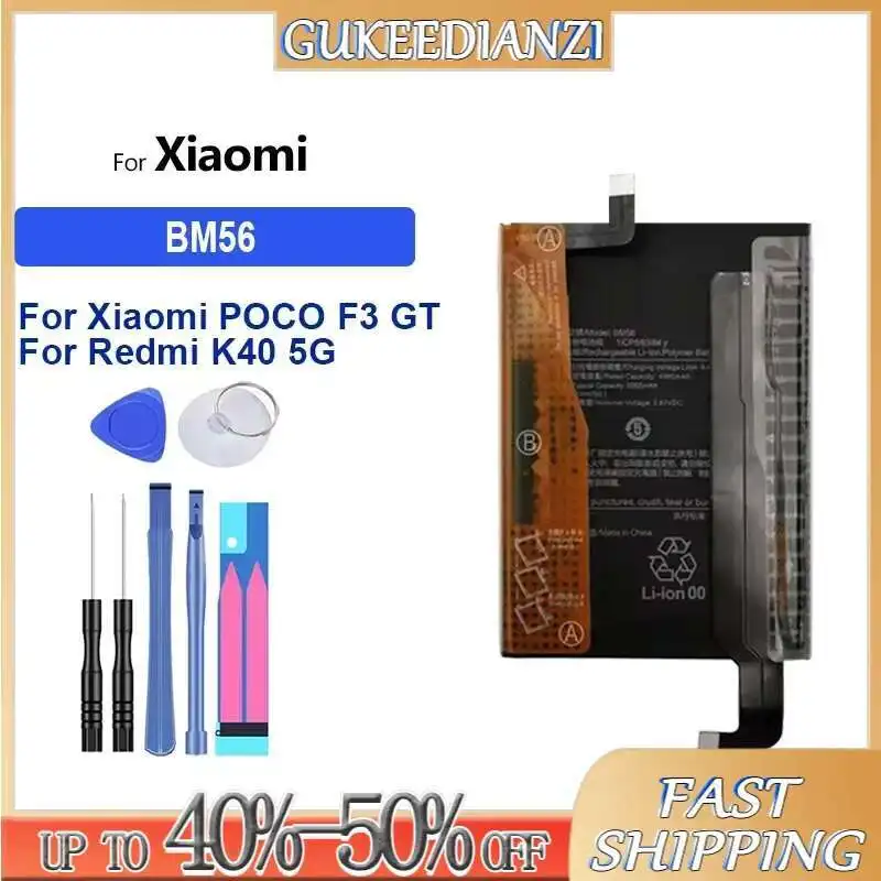 

Аккумулятор большой емкости BP49 BM56 4500 мАч-5065 мАч для Xiaomi Poco F4 5G F3 GT/для Redmi K40 5G K40S Портативные аккумуляторы