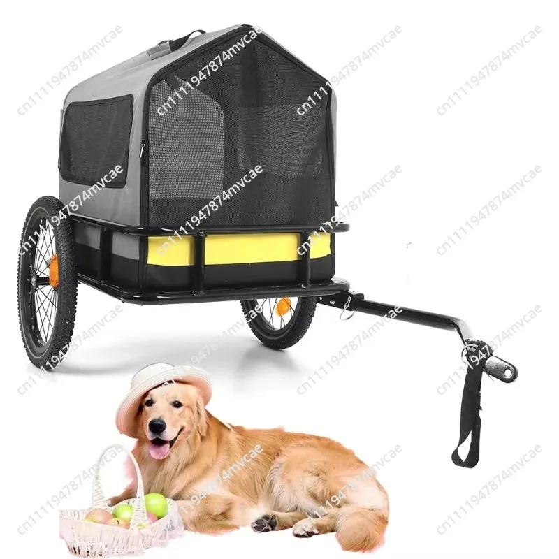 Folding Pet Bike Trailer Dog Stroller Wagon Carrier Outdoor Travel Tow Cart Lightweight Durable