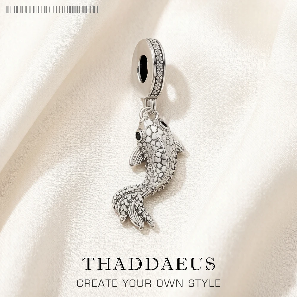 New Koi Fish Pendant Lucky Charm Ocean Gift For Women Men Summer 925 Sterling Silver Ethnic Jewelry