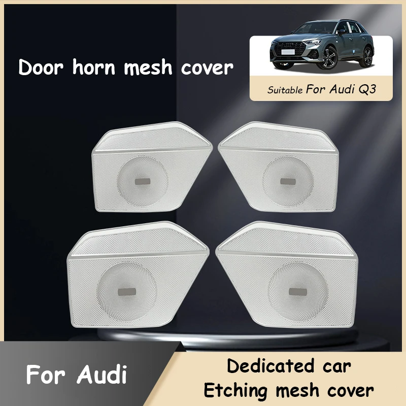 For Audi Q3 2019 2020 2021 2022 2023 Car Stainless Steel Door Horn Protection Mesh Cover Audio Net Interior Accessories