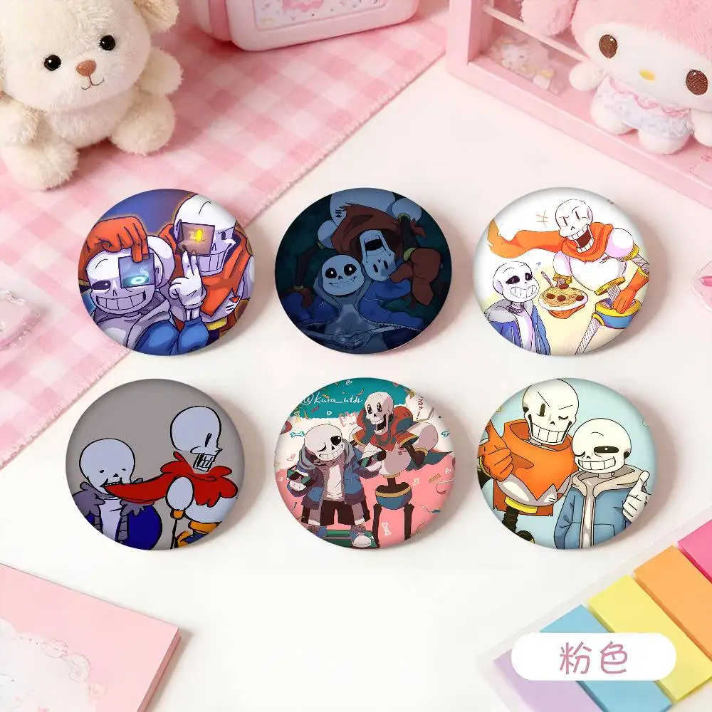 1pc Cartoon Sans Kris Papyrus Cartoon Style Badge Brooches On Backpack Decoration Round Enamel Pins For Accessorys