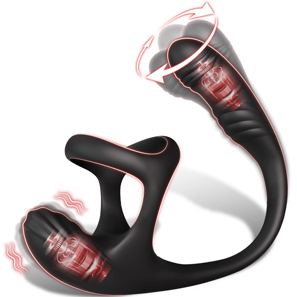 2 In 1 Cock Ring Anal Plug Vibrating Gay Butt Plug Anal Plug Prostate Massager for Men Adult Products Anal Toys Semen Lock Ring
