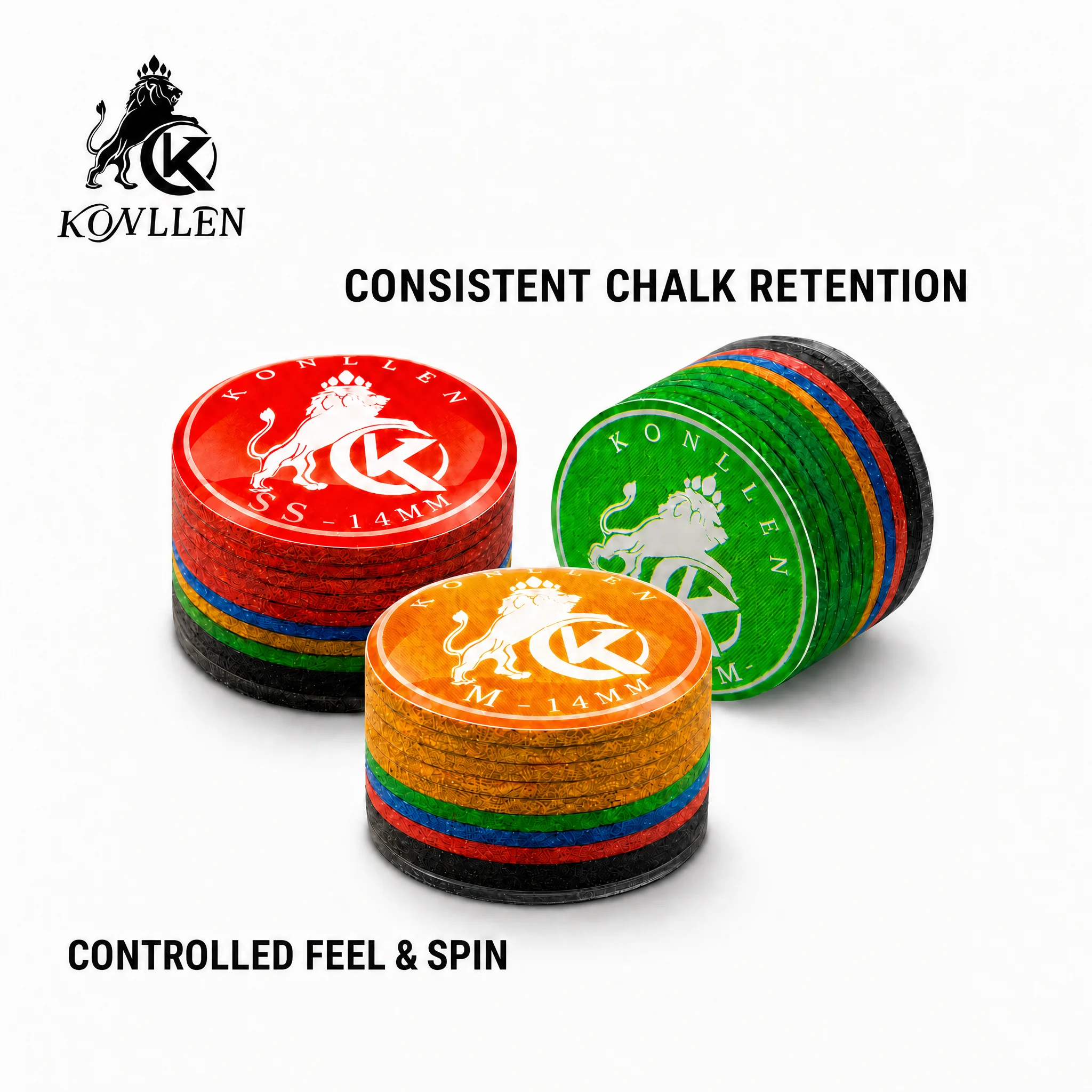 KONLLEN Cue Tips Rainbow Tips 11/14mm 9 Multiple-Layers Snooker Hardness S/SS/SX/M/MH/H Billiards Pool Cue Billiard Accessories