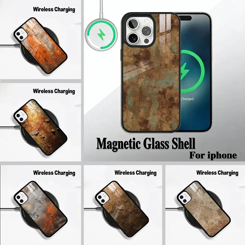 

Natural- rust- texture Phone Case For IPhone17 16 15 14 13 12 11 Pro Max 16/15/14Plus Wireless Charger Cover Funda