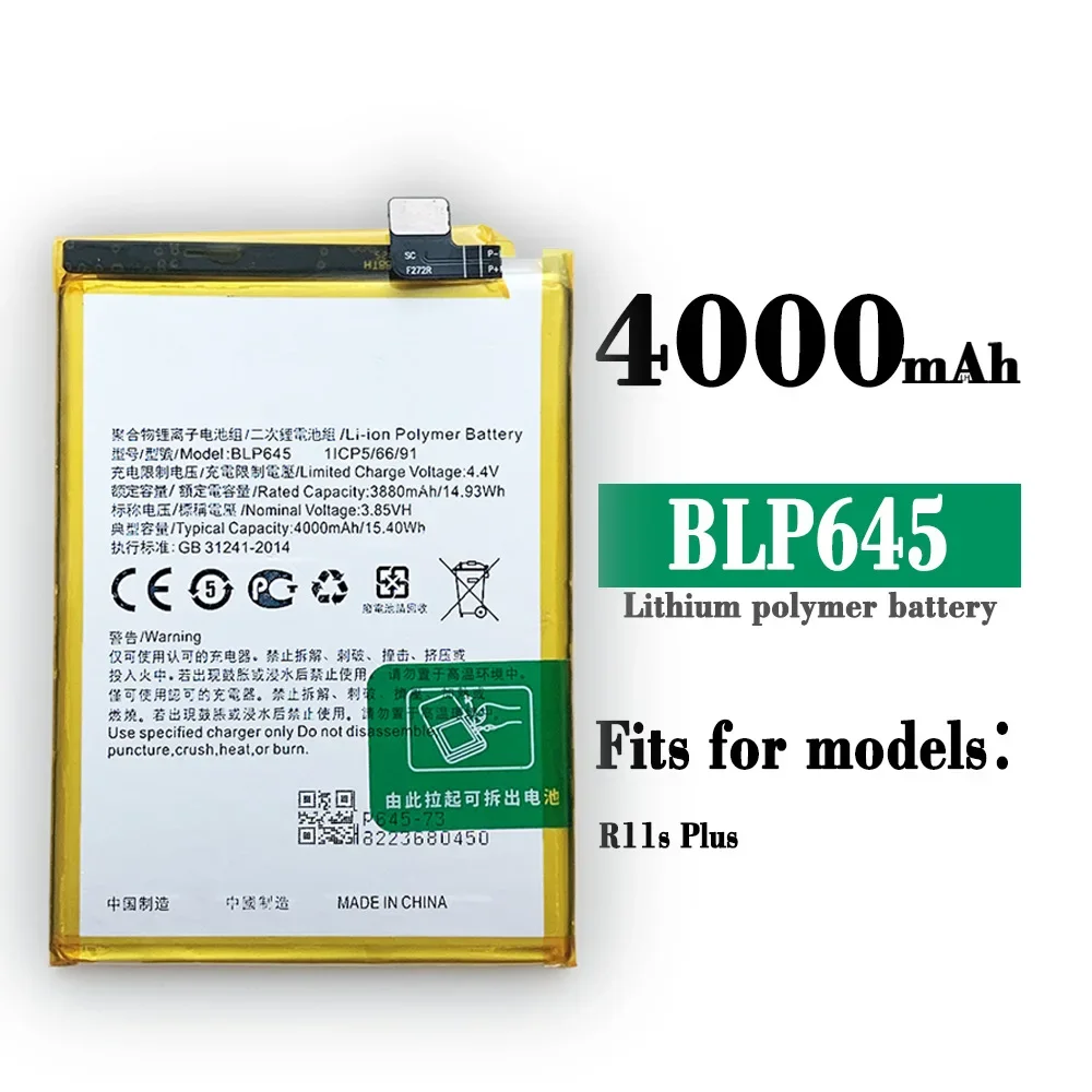 

High Quality Replacement Battery For Oppo R11S Plus BLP645 R11S+ Large-capacity Mobile Phone Battery Built-in Panel Battery