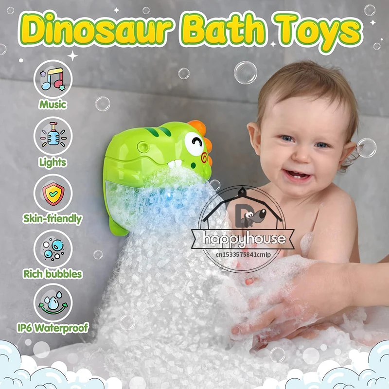 Baby Bath Toys Bubble Machine Dinosaur Crabs Music Kids Bath Toy Bathtub Automatic Bubble Maker Baby Bathroom Toy for Children