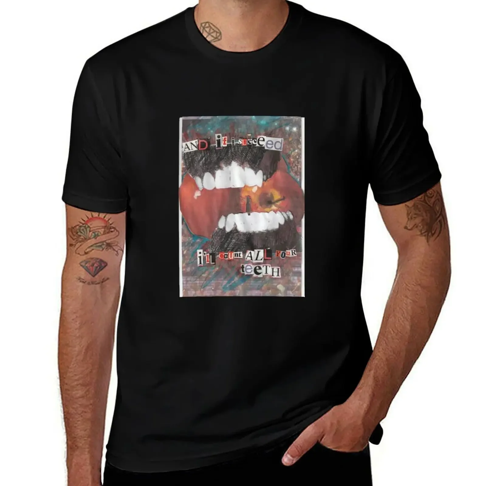 count your teeth T-Shirt custom shirt vintage graphic tee new edition sweat Men's clothing