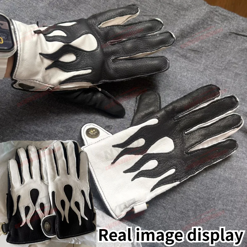 

Motorcycle Riding Gloves for Men and Women Summer Leather Retro Riding Touch Screen Gloves Four Season Waterproof and Thickened
