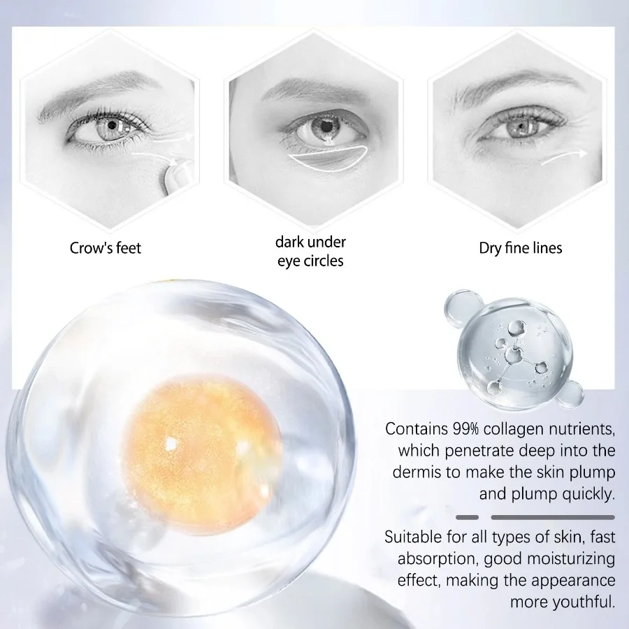 OUHOE 加水分解コラーゲン アイマスクは、目の周りの肌に潤いを与え、潤いを与え、隅の小じわを軽減します。