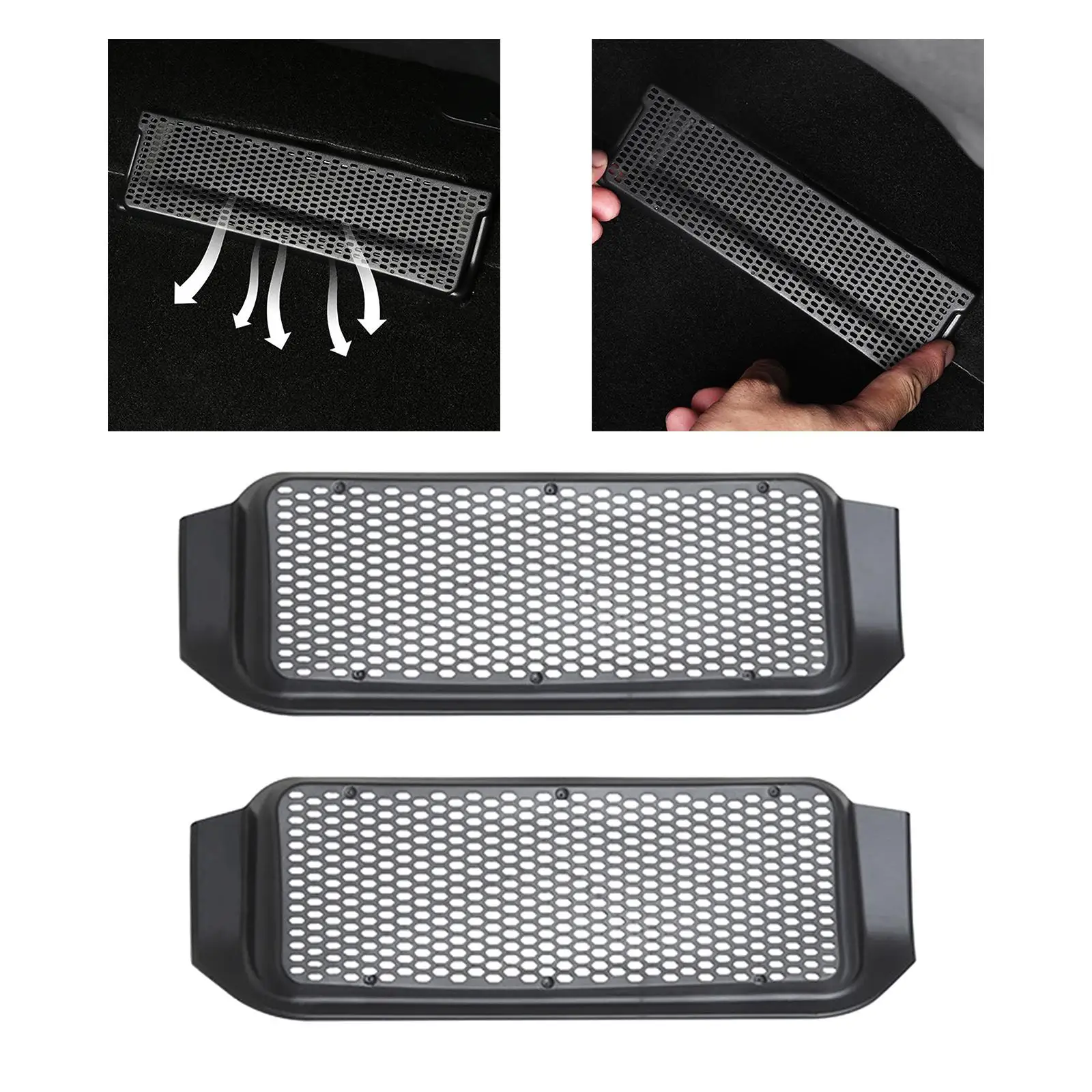 2 Pieces under Seat Air Vent Dust Cover Interior Decoration for Model 3