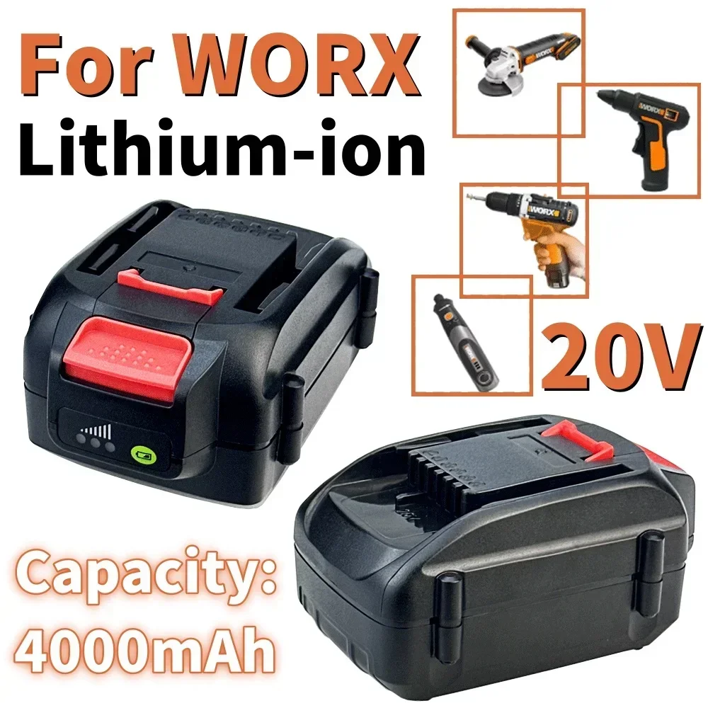 

For WORX WA3525 4000mAH Li-ion Battery New For WORX WA3520 20V Replacement For WORX WA3511 WA3512 WA3522 WA3575 Model Battery