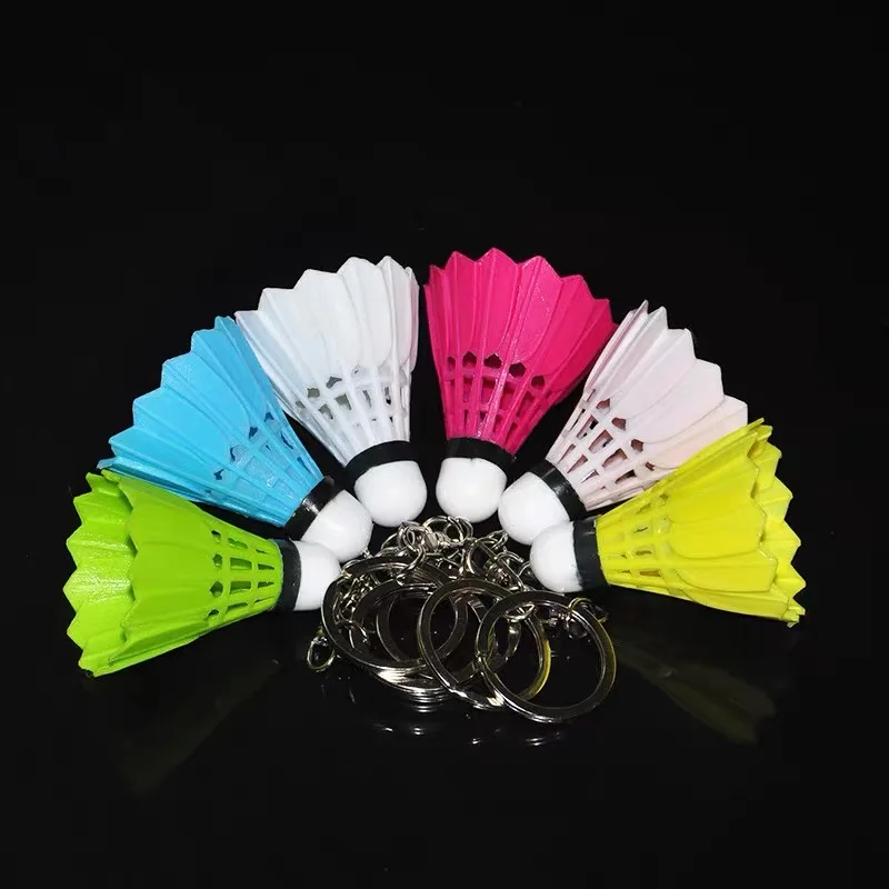 Creative 3D Mini Badminton Pendant Keychain Cute PVC Shuttlecock Keyring Bag Hanging Ornament Car Trinket Sport Fans Gift Charms