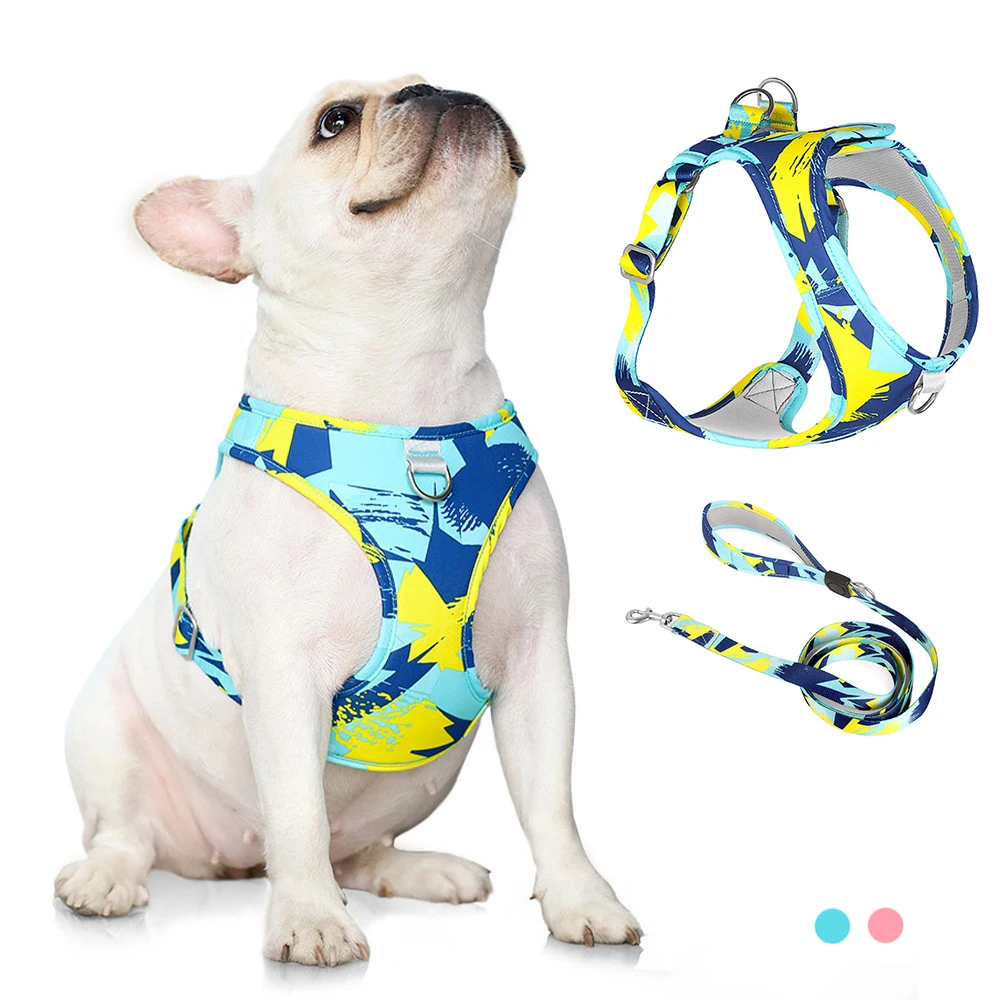 New Dog Cat Harness Adjustable Vest Walking Lead Leash For Puppy Dogs Collar Polyester Mesh Harness For Small Medium Dog Cat Pet