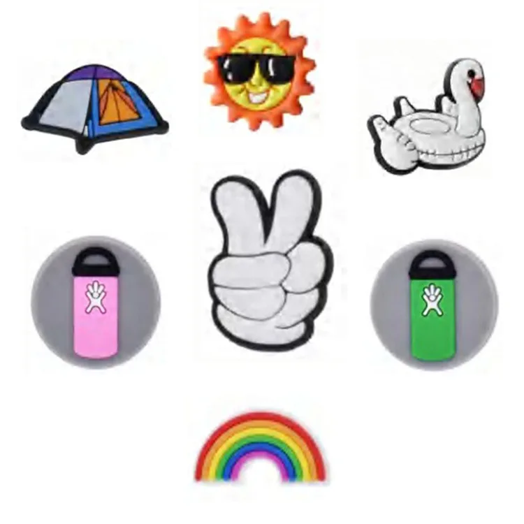 Camping Schuh Charms Zubehör PVC Sun Temp Mountain Kamera Regenbogen Schuh dekoration für Armband Clog Zubehör Unisex DIY