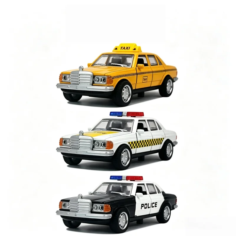 1/36 Simulation Retro Alloy Car Model Taxi Police Car Reaction Function Can Open Door Alloy Die-Casting Toy Car Gift