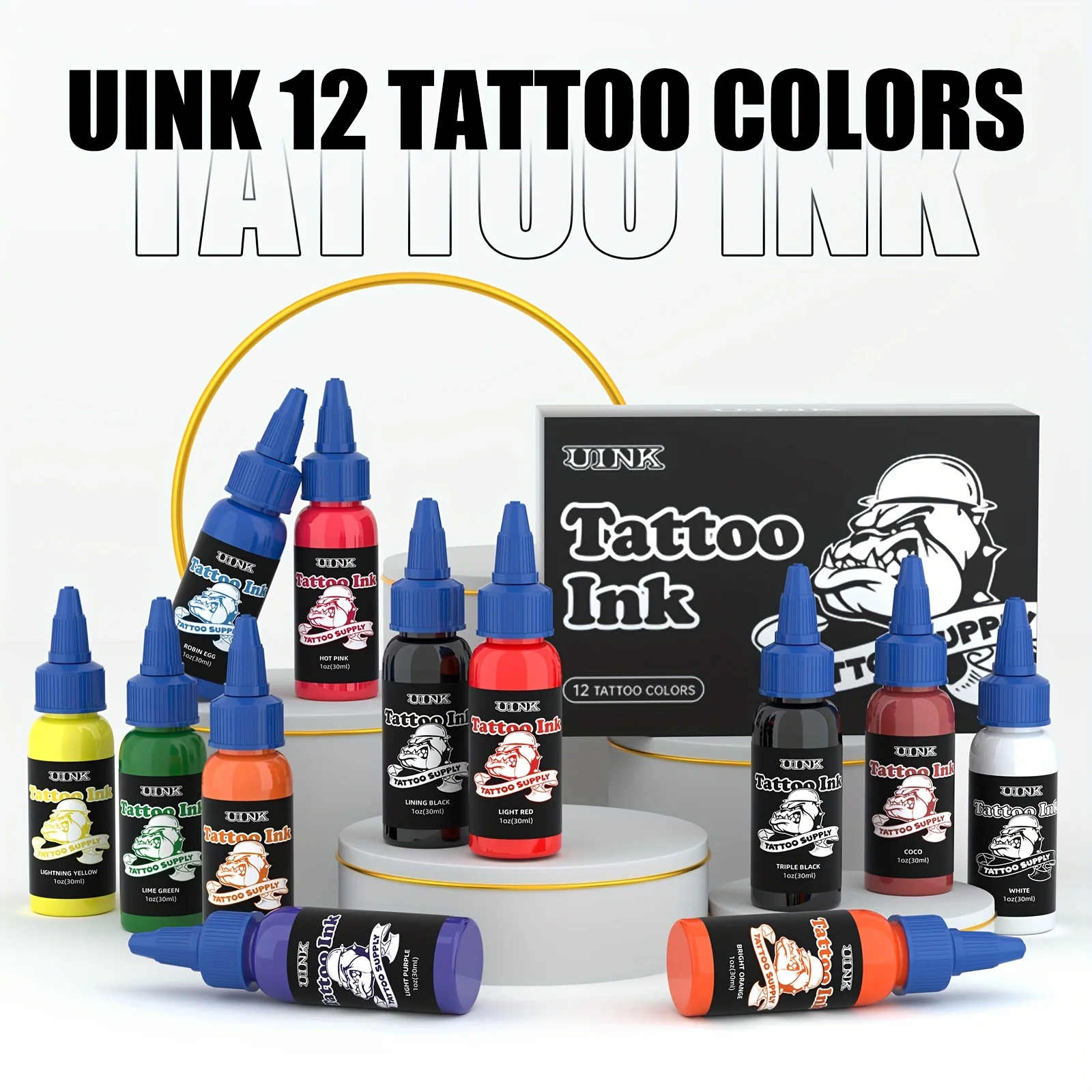 

DQFART 12Color Tattoo Ink Set Tattoo Pigment Set Tattoo Supplies Professional Supply For Body Art Long Lastingts