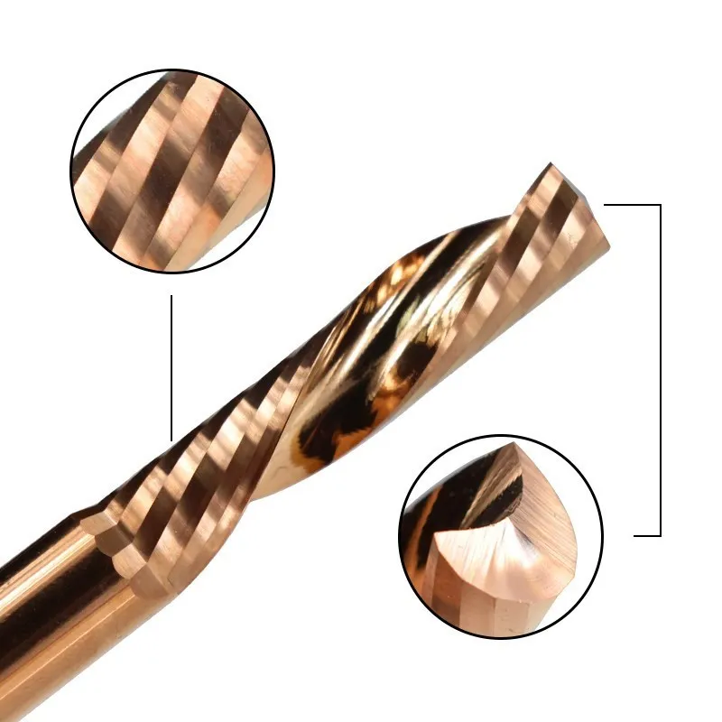 HAMPTON Unten Cut Router Bit 1/8 Schaft Hartmetall-schaftfräser TiCN Beschichtet 1 Flöte Fräser für Holzbearbeitung Werkzeug CNC cutter – Detail 2