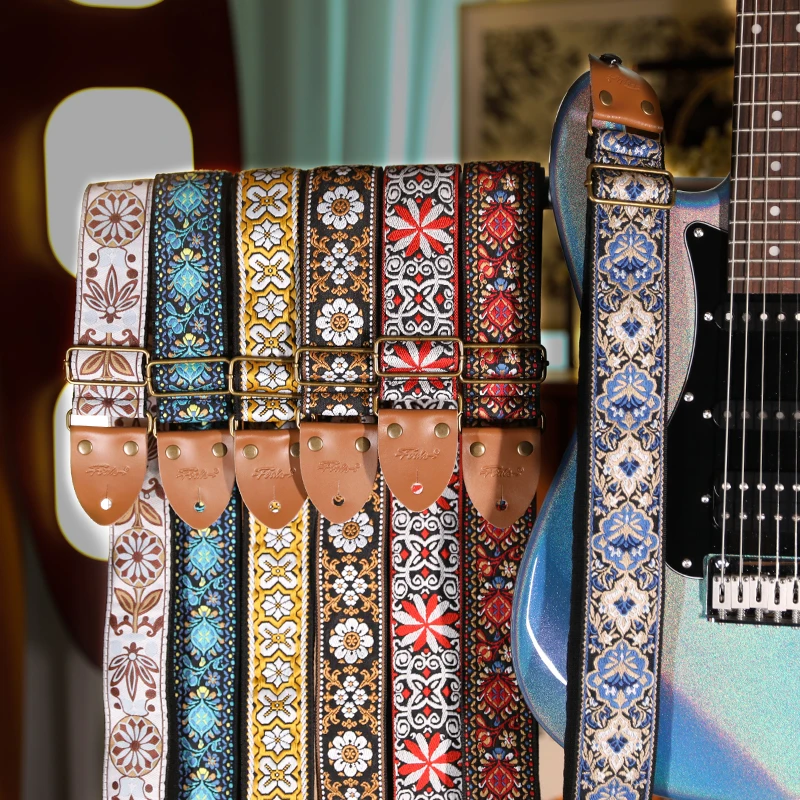 

FOALS Американская ретро-серия с вышивкой, ремень для электрогитары, народная гавайская гитара, ультра-высокий несущий басовый ремень