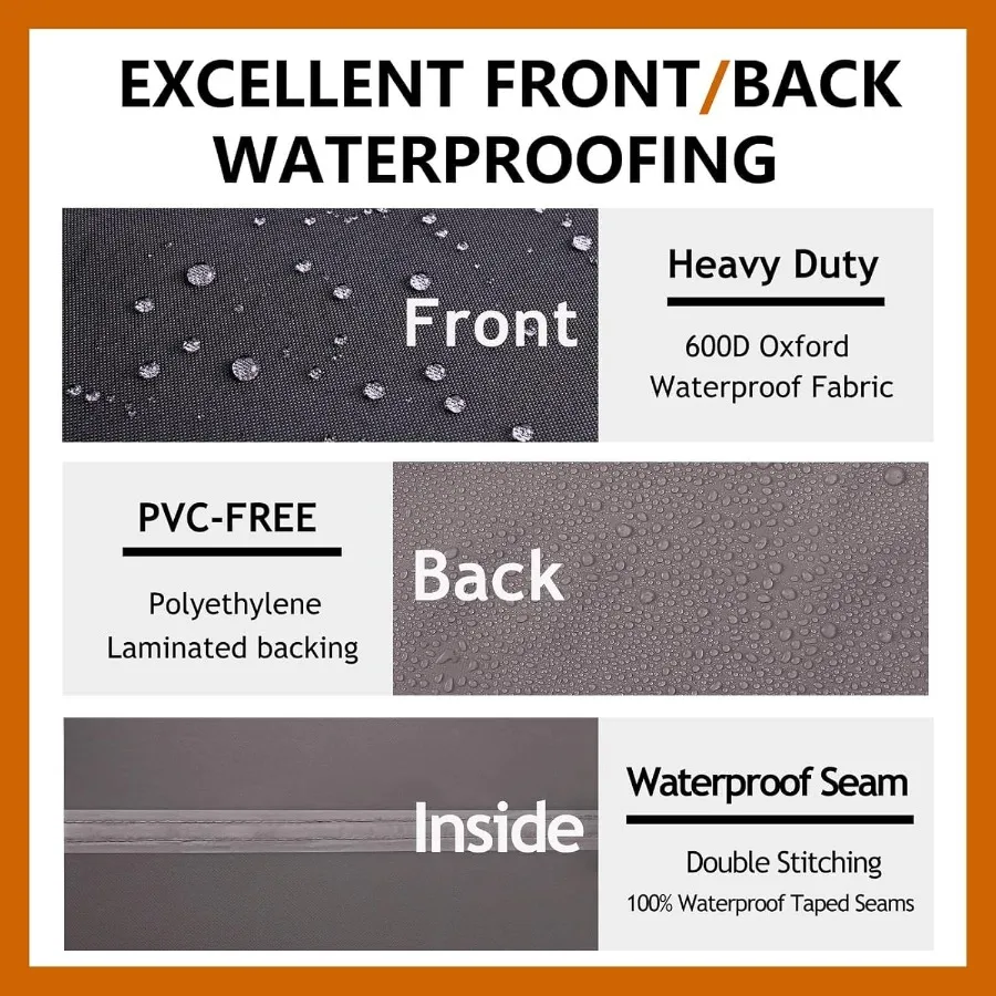 غطاء مقطعي خارجي عالي التحمل 85 × 85 5 مقاعد مقاوم للماء 600D أغطية أثاث الفناء لحماية العواصف ومقاومة الطقس #2