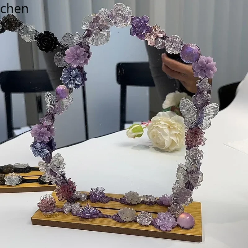 

V8 handmade gift makeup mirror desktop decoration irregular acrylic mirror for girlfriend butterfly vanity table