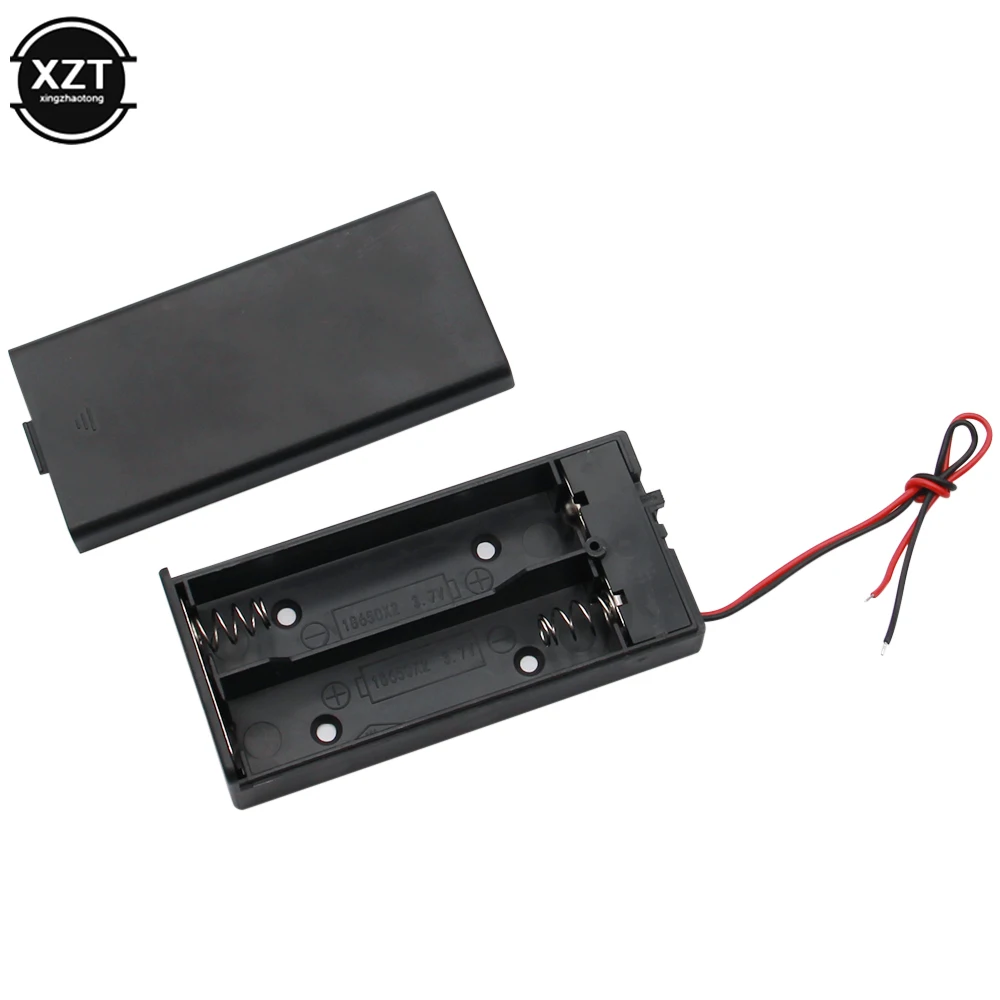 DIY ABS 7.4V Battery Box Fully Enclosed With Cover Switch 2 Sections 18650 Lithium Battery Compartment 2 Slots