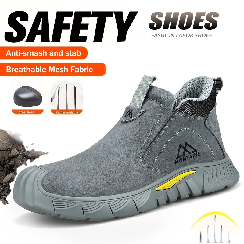 

Indestructible Safety Shoes For Man Welding Work Boots for Men Non Slip Steel Toe Shoes Anti-smash Stab-resistant Safety Shoes