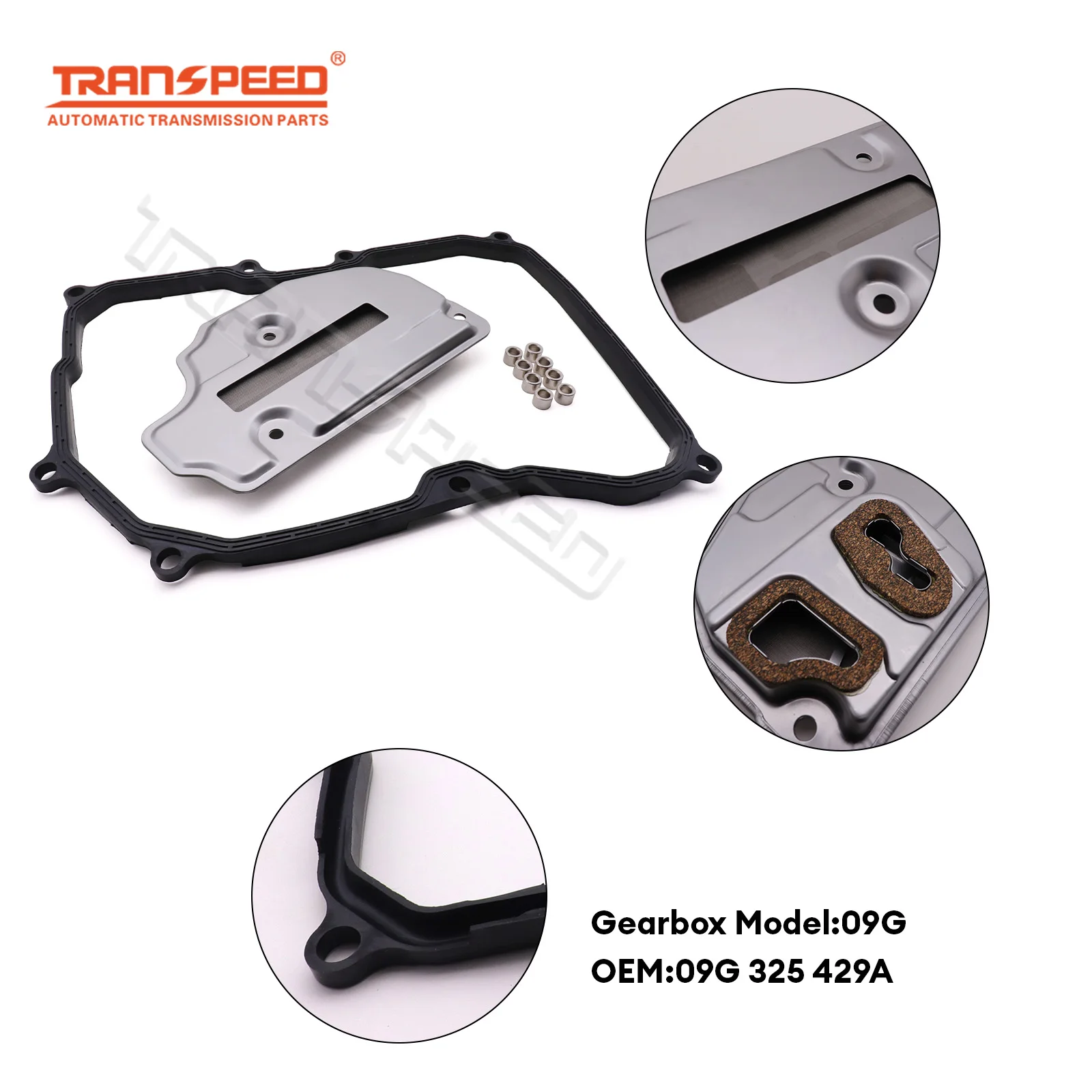 

TRANSPEED 09G325429 09G Auto Transmission Oil Filter Flat Mouth & Oil Pan Gasket for VW Beetle Golf 2010-2015