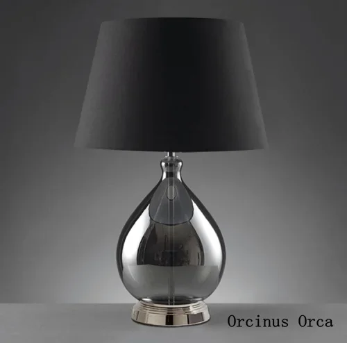 Nordic Luxury Black Glass Table Lamp Living Room Bedroom Bedside Lamp American Simple LED Decorative Table Lamp