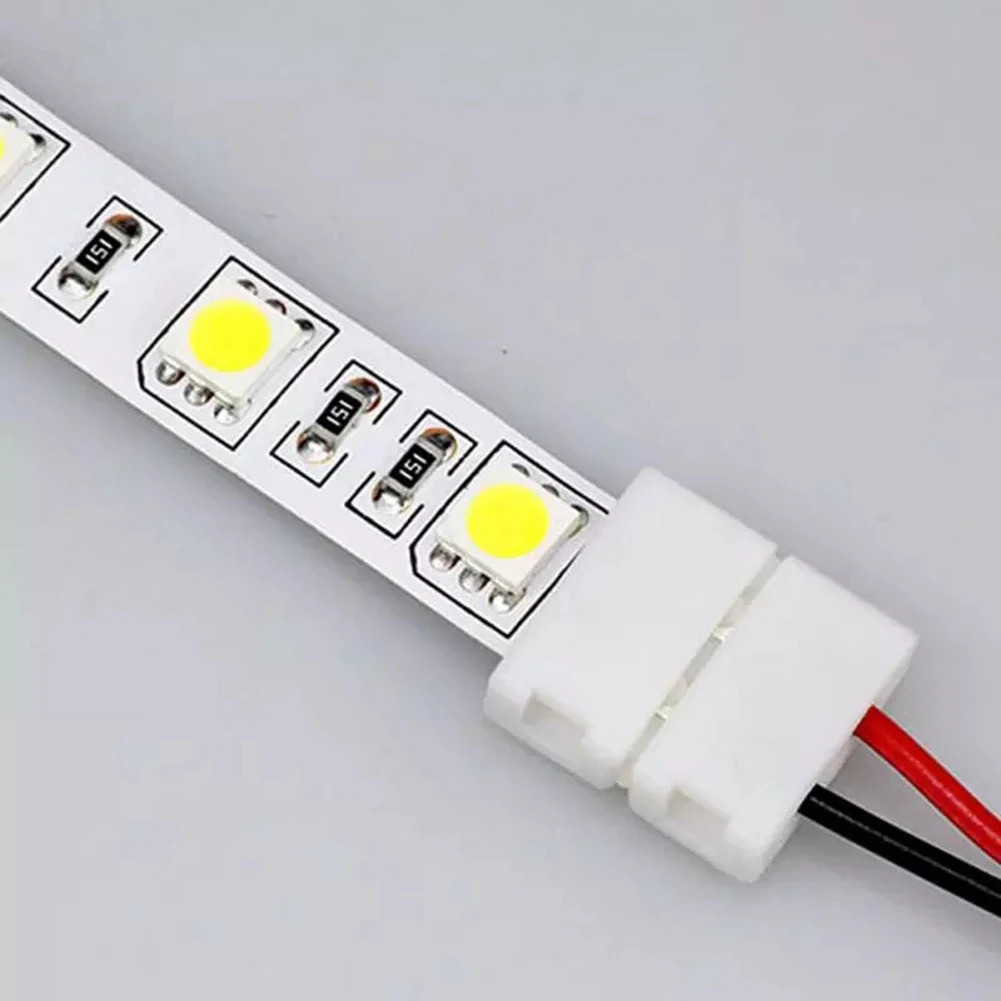 10X konektor Strip LED 10MM sambungan elektrik 2-pin klip daya 5050 5630 tunggal 2 kawat adaptor papan PCB