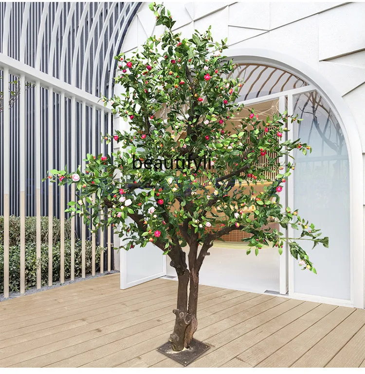 Simulation camellia tree  cherry blossom peach blossom indoor living room wedding happiness decoration personality decoration