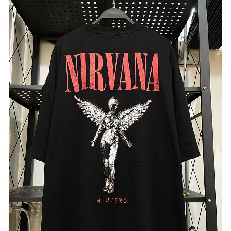 2026 Sommer Neue Mode Rockband Nirvana Print Herren-Shirt Y2k Hiphop-Stil Grafik-T-Shirt Unisex O-Ausschnitt Streetwear – Detail 2