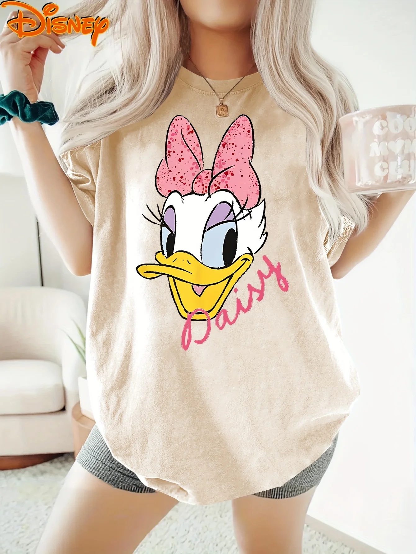 

Disney Casual Daisy Duck Mood T-Shirt Women Men Cotton Girl Tee Vacation Unisex Trend Oversize Birthday Gift Short Sleeve O-Neck
