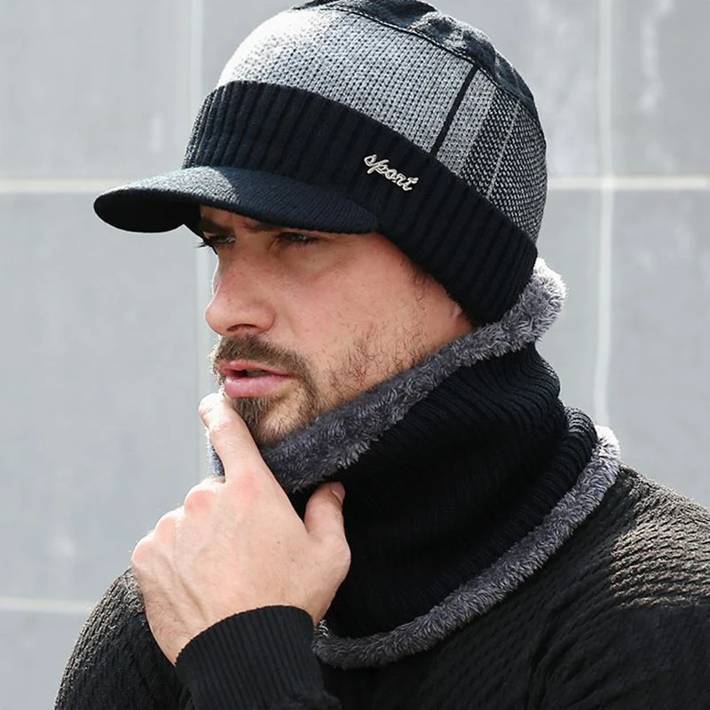 NEUE stil Skullies Beanies Hut Erwachsene Frauen Männer Winter Häkeln Gestrickte Hut Plus Samt Warme Baseball Kappe Visier Hohe Qualität