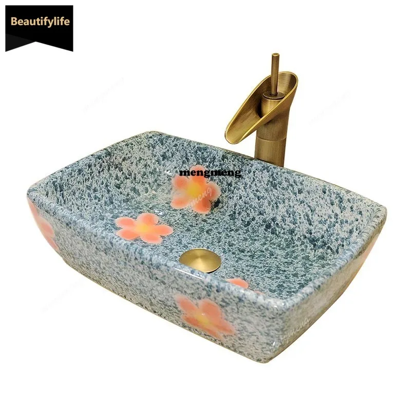 

C85 Современная простая настольная раковина, квадратная керамическая раковина для мытья рук, туалет для мытья лица, Цзиндэчжэнь, креативная художественная раковина