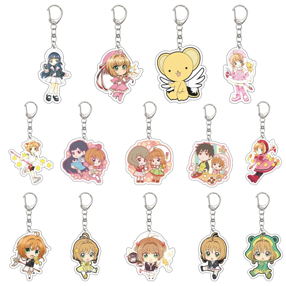 55MM Anime Cardcaptor Sakura Keychain kinomoto sakura/CERBERUS/LI SYAORAN Key Chain Acrylic Model Plate Christmas Gifts