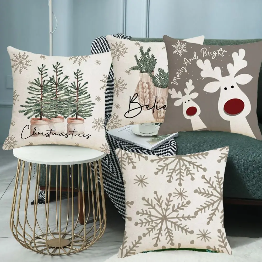 Sofa Couch Christmas Pillow Covers Home Textile Christmas Supplies Pillow Cases Dacron Xmas Trees Pattern Cushion Cover Home