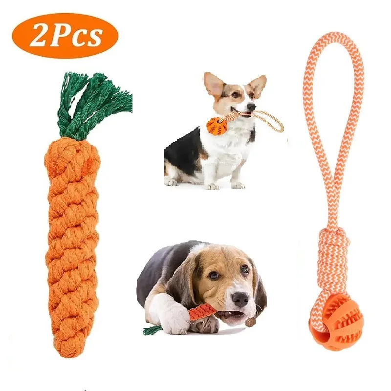 

2Pcs Interactive Dog Toys,Dog Chew Toys,Cotton Rope Toys for Dogs,Teeth Cleaning and Anti Boredom,Save Furniture,Dog Accessories