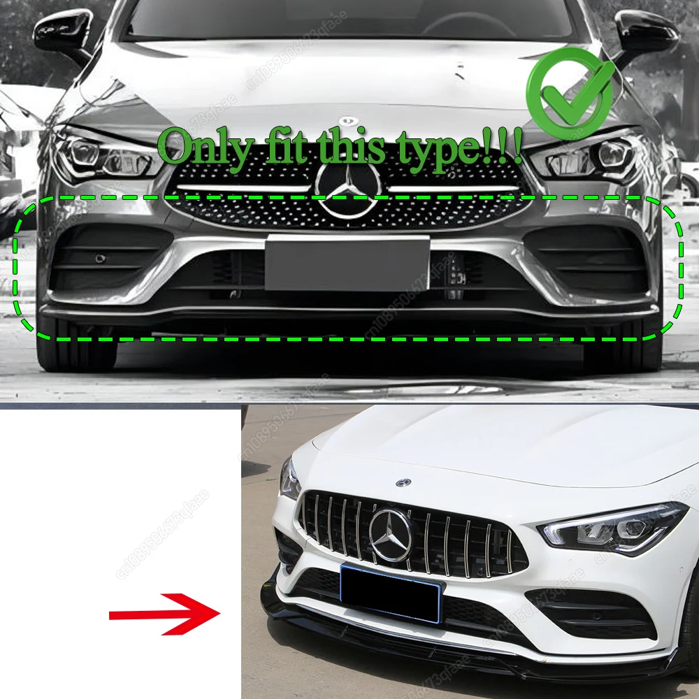 메르세데스 벤츠 CLA 클래스 C118 W118 X118 CLA180 200 220 250 CLA35 CLA45 AMG 2019-2023용 자동차 프론트 범퍼 립 디퓨저 스플리터 썸네일 2