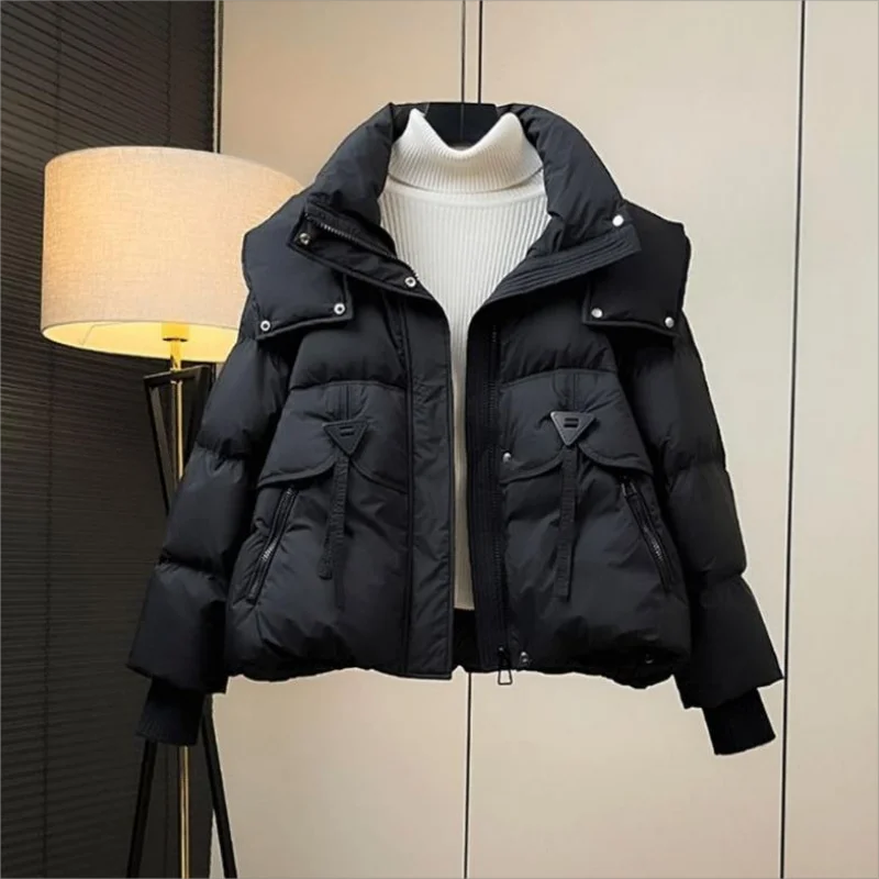 2024 Winter Thickened Cotton Padded Women\'s Hooded Loose Fit Fashionable Jacket Warm bread Jacket