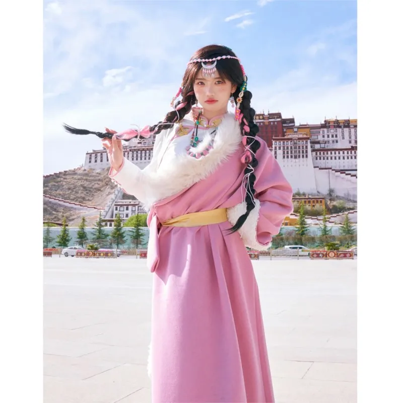 Pink Tibetan Clothing Female Dali Trip Shoot National Characteristic Performance Photography Robe