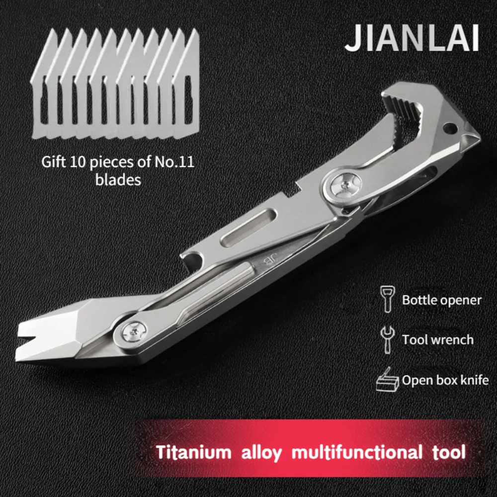 Multifunktionale titanium werkzeug outdoor-tool wrench schraubendreher brecheisen mess lineal EDC messer flasche opener tragbare