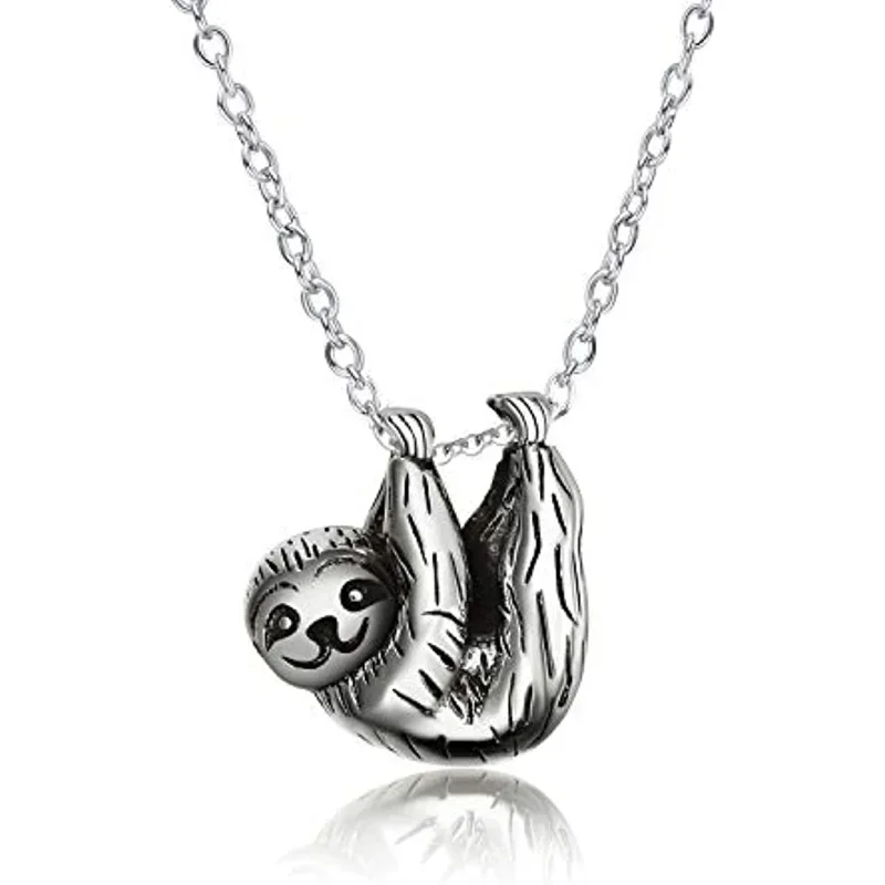 Fashion Stylish Silvery Sloth Necklace with Luxury White K Plating - Perfect Gift & Animal EnthusiastsElegant and Unique in a Ni