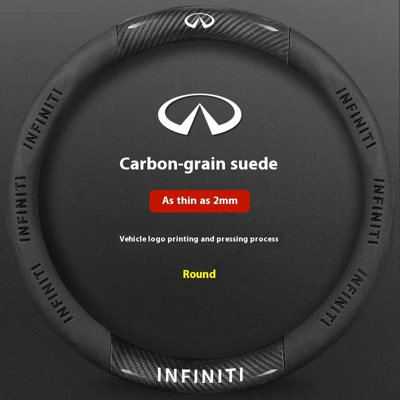 Car Carbon Fiber Leather Steering Wheel Cover for Infiniti Q50 Q60S Q70 QX30 QX50 QX55 QX56 QX60 QX70 QX8 JX35 EX25 FX35 G37 M35