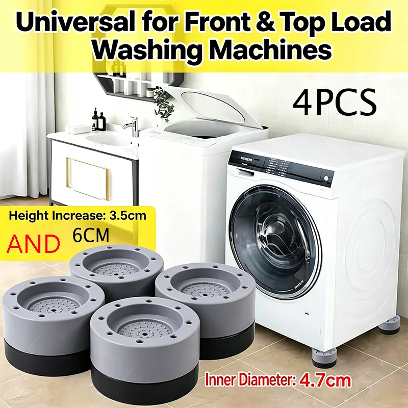 4Pcs Washing Machine Anti Vibration Feet Pads Height Increase Raiser Anti Slip Shock Absorber Noise Reduce For Front Top Load