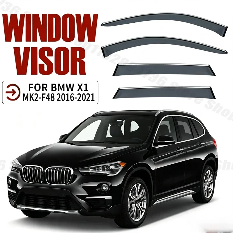 Window Visors for BMW X1 MK2-F48 2016-2021 4pcs Side Window Rain Guard Wind Deflector Weathershield Vent Visor for Car Windows