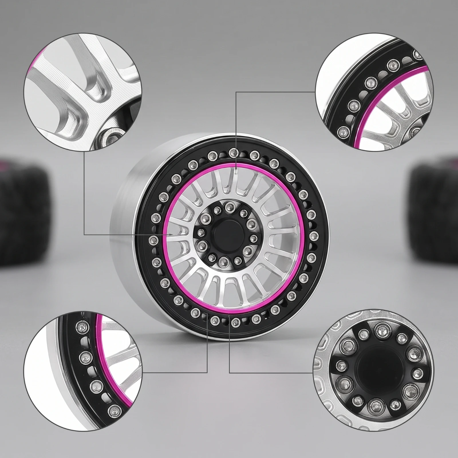 2 Pieces Crawler Wheel Hubs Metal Wheel Hubs with Screws Hub Replacement Hardware Rugged for Hobbyists, RC Upgrades