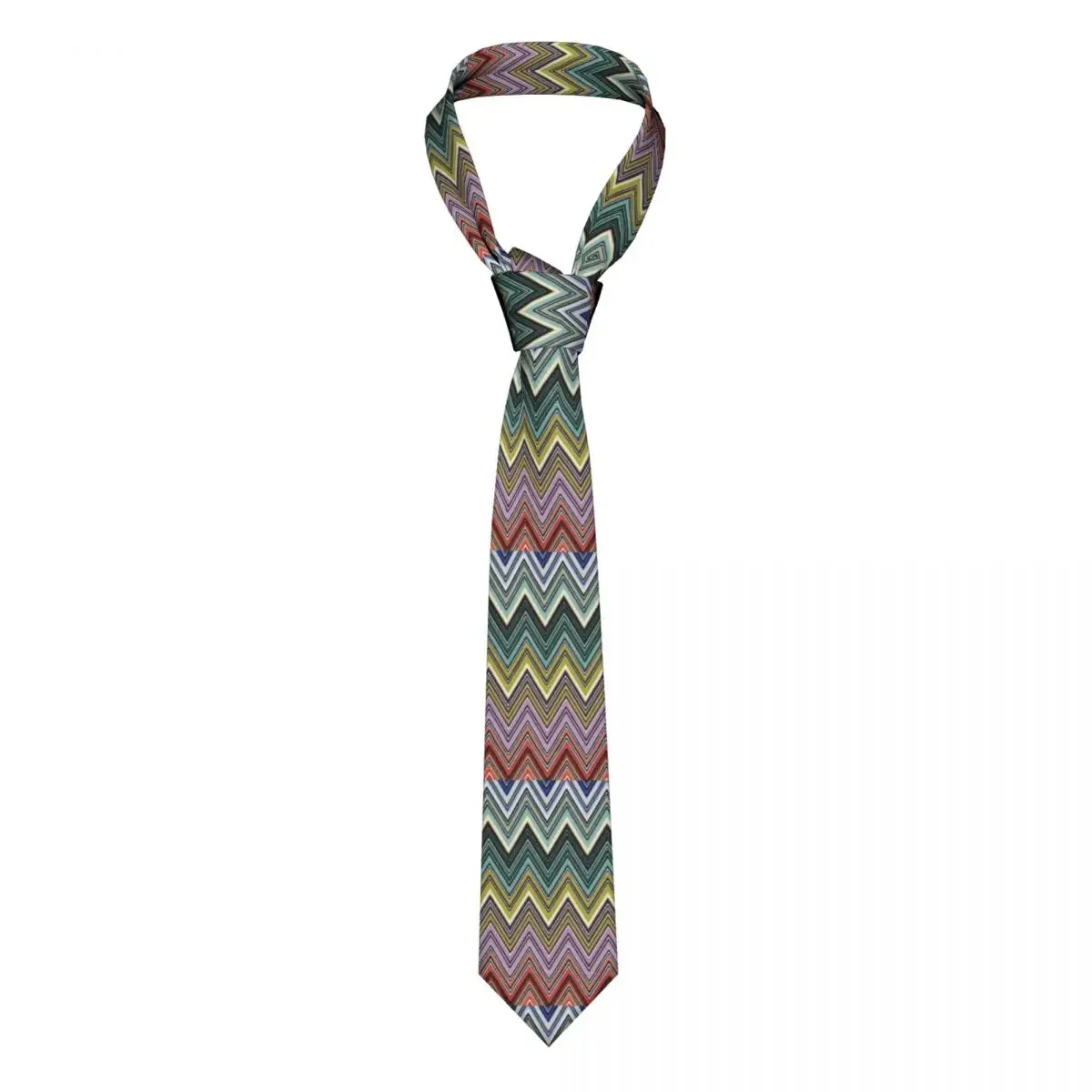 Custom Boho Home Tie Men's Formal Silk Chic Abstract Geometric Zigzag Necktie for Wedding