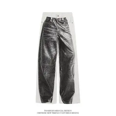 2026 New Men's American Vintage Wash Jeans Casual Half-Painted Straight Leg Loose Streetwear Denim Pants
